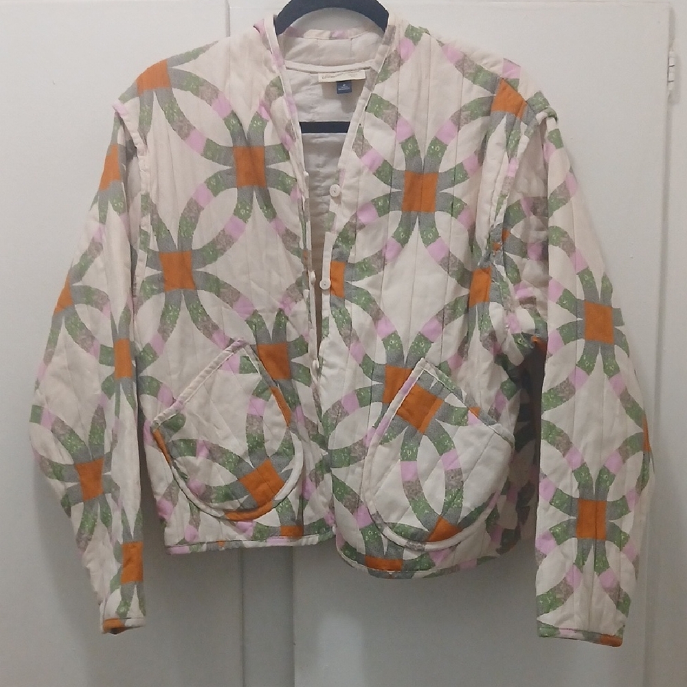 Universal Thread Geometric Bomber Jacket - Pink, Orange, Green